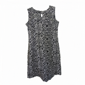 LAUREN RAPLH LAUREN BLACK AND WHITE PATTERN SHIFT MINI MIDI DRESS SIZE 12